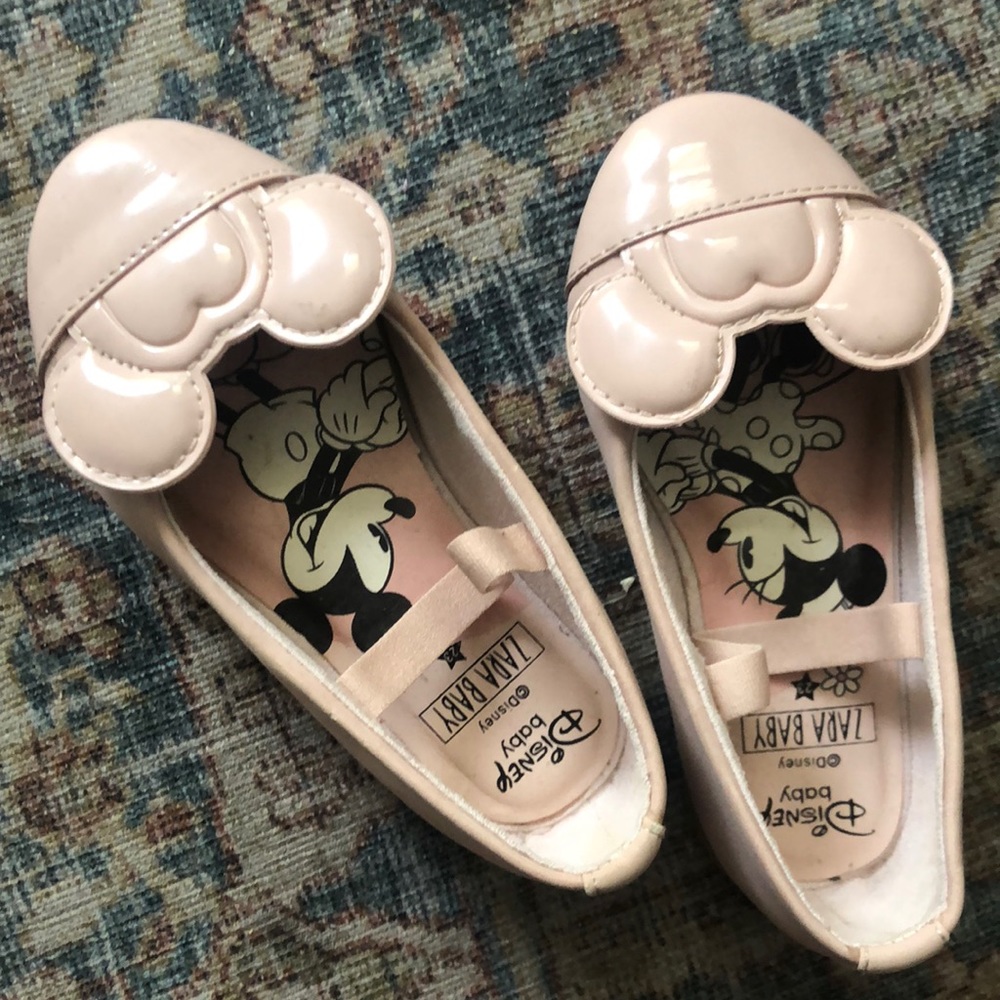 Zara disney minnie mouse ballet flat in pink